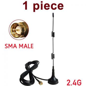 Antena Inalámbrica 2,4 Ghz RP‑SMA 5 dBi con Base de Adhesión y Extensión 3 m