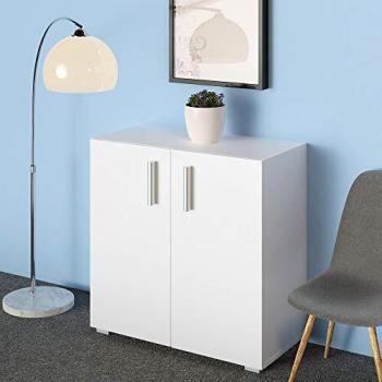 Deuba Casaria® Kommode mit 2 Türen Holz Modern höhenverstellbarer Einlegeboden Schlafzimmer Büro Flur Mehrzweckschrank Aktenschrank Schrank 2 Fächer mit