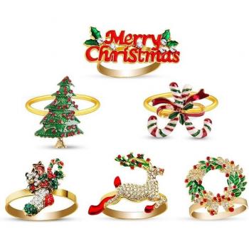 Festive Napkin Rings Set of 6