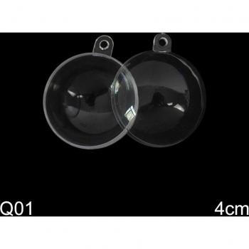7cm Clear Plastic Christmas Bauble