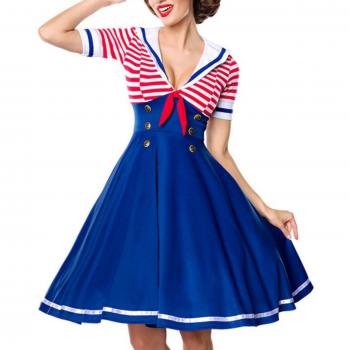Belsira Nautik‑Swing‑Outfit – mittellang, blau/rot/weiss, XXL