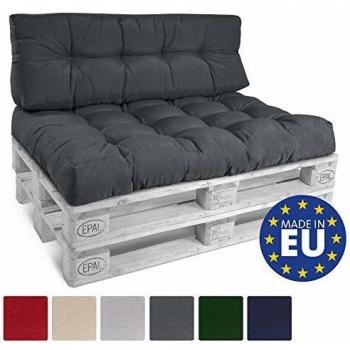 Cuscino per bancali/pallet di legno 120x40x20 cm Grigio grafite