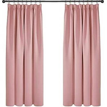 Deconovo 52×54” Ultra‑Soft Coral Blackout Pillow‑Pleat Curtains