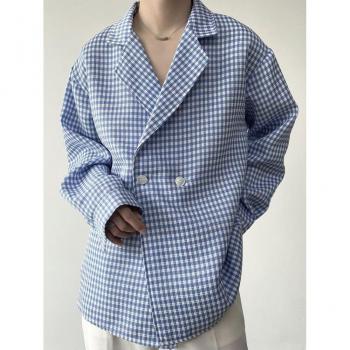 Camisa Suelta Coreana Azul Pastel, Ideal para Otoño