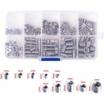 200pcs Stainless Steel Grub Screws Assortment Kit M3-M8