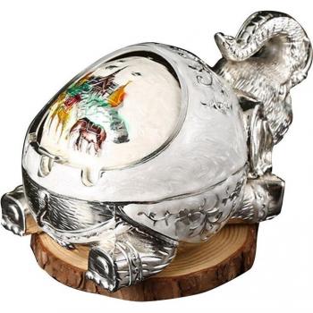 Hand Carved Elephant-Shaped Ashtray for Office and Living Room