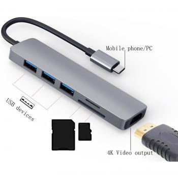 HDMI-Compatible USB-C Hub with Multi-Function Card Reader