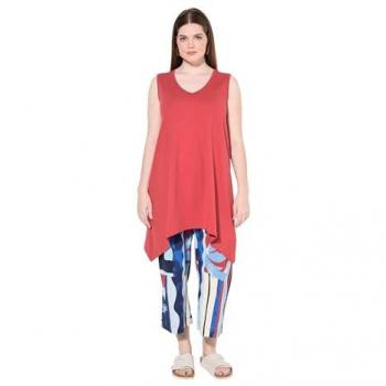 Rotes Longshirt für Damen, A-Linie, Größe 54/56