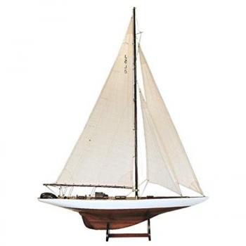 RainbowLux Brown-White Model Boat, Wood, 26 × 125 × 30 cm