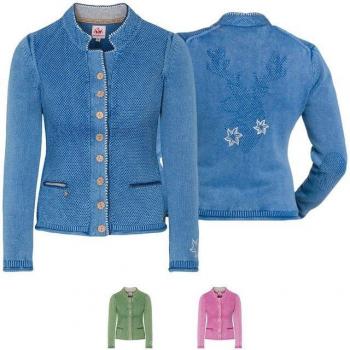 Spieth & Wensky Tarana Trachten-Strickjacke für Frauen, Jeansblau, XL (XXL)