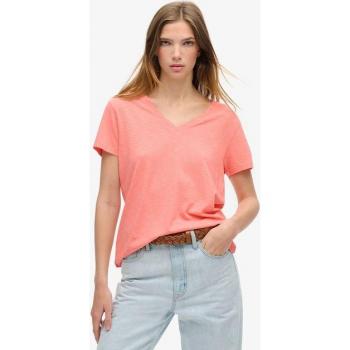Superdry Studious Slub V‑Tee für Frauen in Rosa-Orange