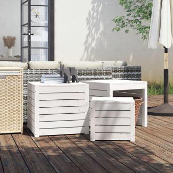 Juego de cajas de jardín 3 piezas madera de pino blanco