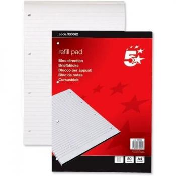 Office Refill Pad Headbound 60gsm Ruled Punched 4 Holes 160pp A4 Red