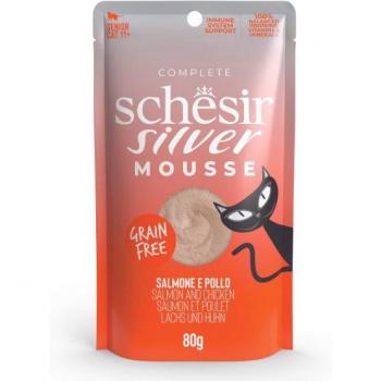 Schesir Silver Mousse 12 × 80 g – Mélange Saumon & Poulet
