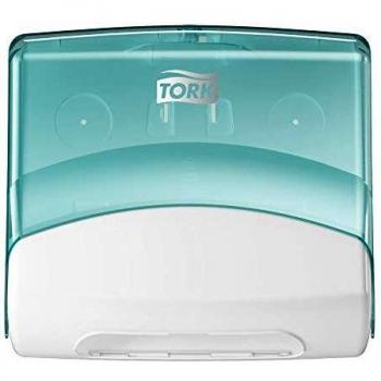 Tork 654000 Durable Plastic Towel Dispenser – White/Turquoise