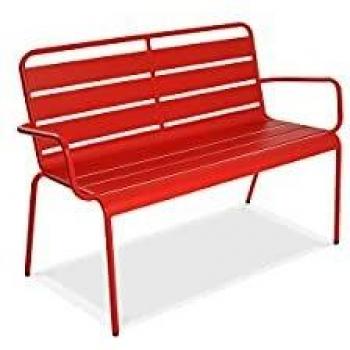 Banco de jardín rojo de metal