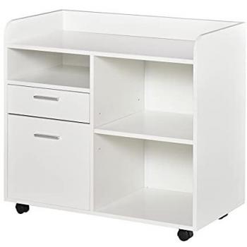 Organisateur de Bureau Roulant en Bois Blanc
