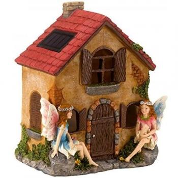 Dicoal 1020982 Mini Fairy House with LED, Brown, 21x16 cm