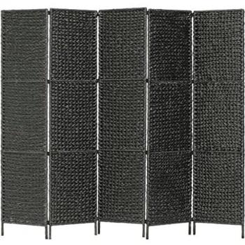VidaXL 5-Panel Room Divider Black 193x160 cm Water Hyacinth