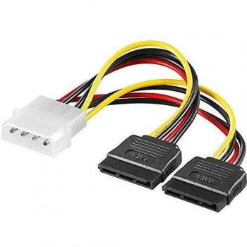 Cable Adaptador Molex 4 Pines Macho A 2 x SATA 15 Pines