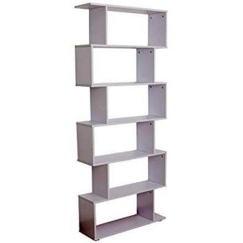 HOMCOM Wooden S Shape 6-Shelf Bookcase