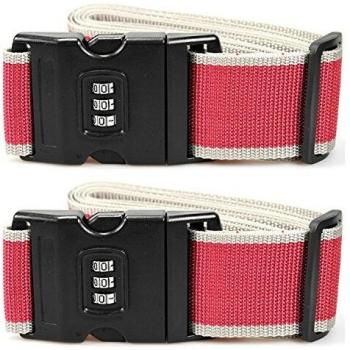 Sicherheitsband 2 m Koffergurt 2X – Zahlenschloss für Reiskoffer