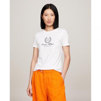 Camiseta Slim de mujer con logo blanco y manga corta Tommy Hilfiger