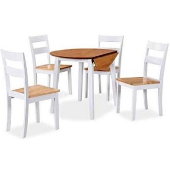 Mobilier de Cuisine 5 pcs Hévéa et MDF Blanc