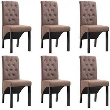 Sillas de Comedor 6 Unidades Tela Marrón vidaXL