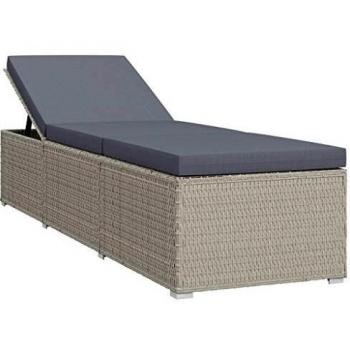 Lettino Prendisole con Cuscino in Polyrattan Grigio cod mxl 9387