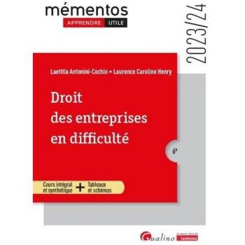 Droit des entreprises en difficulté: Un cours clair, structuré et accessible pour l'étudiant (2023-2024)