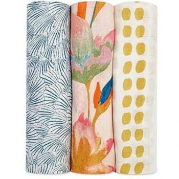 Aden + anais Große Silky Soft Pucks – Marine‑Garden Edition (Pack 3)