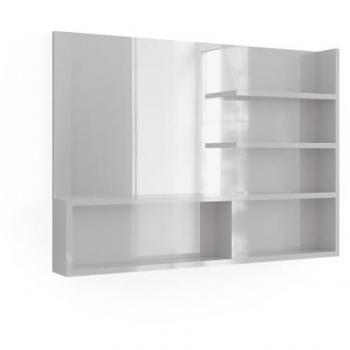 Miroir de salle de bain Vicco, Blanc Haute brillance, 89.8 x 65 cm avec compartiments ouverts