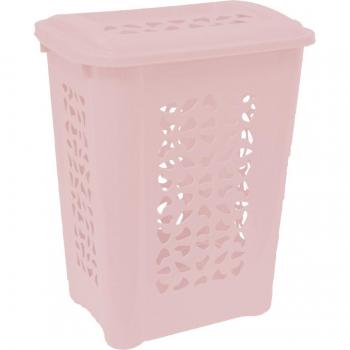 Cesto para la colada con tapa abatible, 60 litros, rosa nórdico