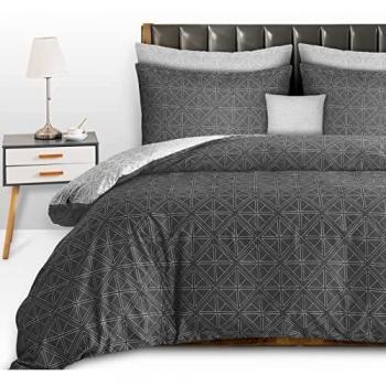 Pamposh Double Duvet Set Microfibre 3 Pcs Bedding Set Charcoal Grey