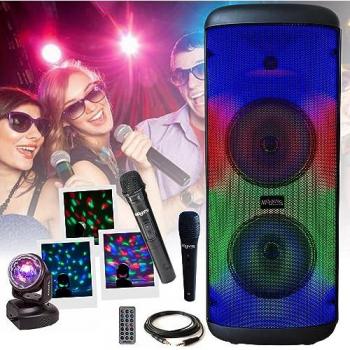 Mooving BeatBox 600 W – Ensemble Karaoké Bluetooth Lumineux, Batterie, 2 Micros et Mini Lyre Astro