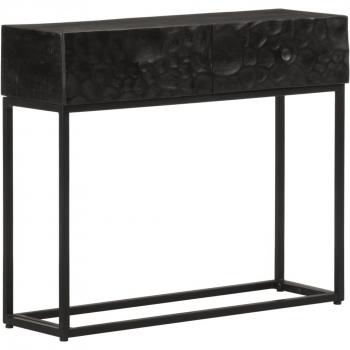 Consolle Nero 90x30x76cm in Legno Massello di Mango e Ferro