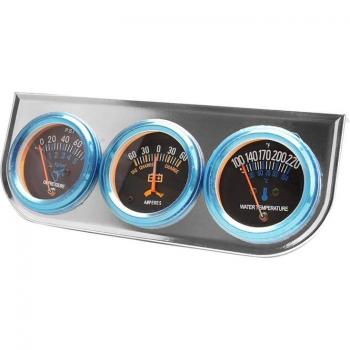 Medidor 3 en 1 Cromo 52mm: Amperímetro, Temperatura de Agua y Presión de Aceite