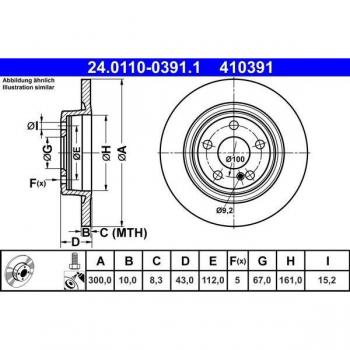 ATE 24.0110-0391.1 Hintere Bremsscheibe für Mercedes-Benz
