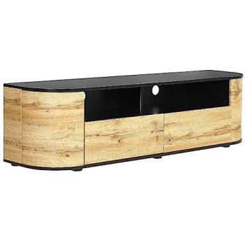 Mobile da TV Jerome in legno chiaro e nero con 2 cassetti e gestione cavi stile rustico