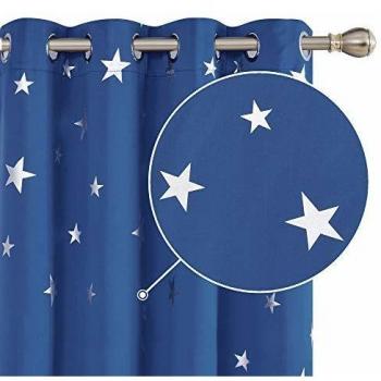 Deconovo Rideaux Cuisine Restaurant Motif Etoile Argenté 140x290cm