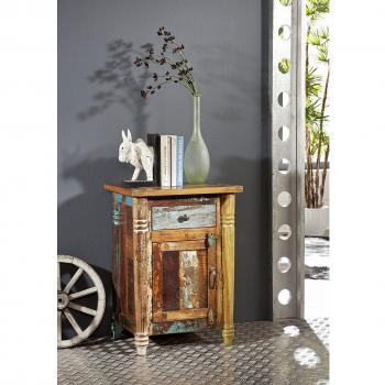 Nachttisch Altholz FABLE #03 – 50 × 42 × 70 cm, Mehrfarbig