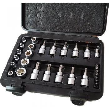 Juego de Llaves de Vaso 29 Piezas Torx 1/4 y 3/8