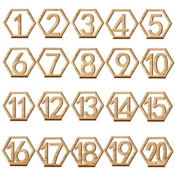 Rustic Wedding Table Number Signs 1-20 Hexagon