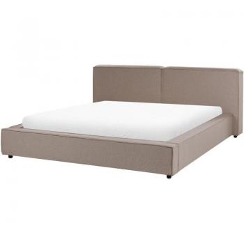 Light Brown Beliani Classic Super King Polyester Bed – 6ft Frame, Slatted Base