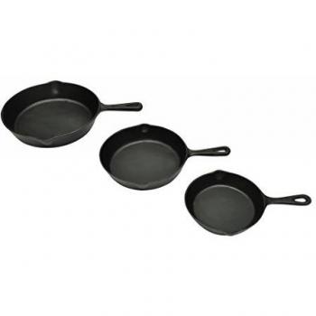 3-Piece Cast Iron BBQ Steak Pan Set