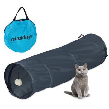 Relaxdays Tunnel Pop-Up: 88 x 25 cm, Gioco Gatto & Coniglio, Grig