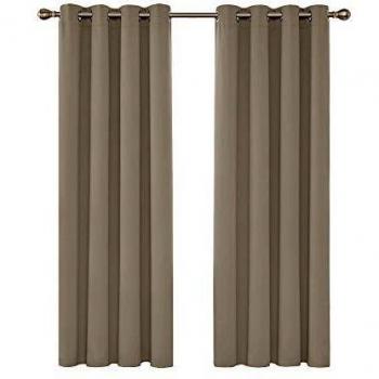Deconovo Hitzeschutz Vorhang blickdicht 175x140cm Taupe 2er Set
