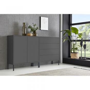 Sideboard Mailand Set 3, grifflos, mit hochwertigen Metallfüßen, Anthrazit