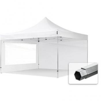 TOOLPORT 4x4m Aluminium Pavillon mit Seitenteilen, weiß